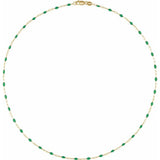 14K Yellow Gold-Filled 1.6 mm Green Enamel Bead Paperclip-Style 16" Chain