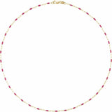 14K Yellow Gold-Filled 1.6 mm Pink Enamel Bead Paperclip-Style 20" Chain