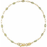 14K Yellow Gold-Filled 1.6 mm Multi-Color Enamel Bead Paperclip-Style 7" Chain