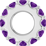 14K White Gold Natural Amethyst Spacer Charm/Pendant