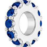 Sterling Silver Lab-Grown Blue Sapphire Spacer Charm/Pendant