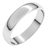 14K White Gold 4 mm Lightweight Half Round Band Size 12.5