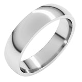14K White Gold 5 mm Lightweight Comfort-Fit Half Round Band Size 9.5