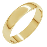 14K Yellow Gold 4 mm Lightweight Half Round Band Size 17