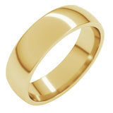 14K Yellow Gold 5.5 mm Lightweight Comfort-Fit Half Round Band Size 8
