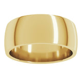 10K Yellow Gold 8 mm Lightweight Comfort-Fit Half Round Band Size 10