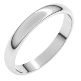 14K White Gold 3 mm Lightweight Half Round Band Size 9