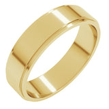 14K Yellow Gold 5 mm Stepped-Edge Flat Band Size 9