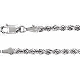 14K White Gold 3 mm Rope 24" Chain