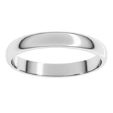 10K White Gold 3 mm Lightweight Half Round Band Size 1