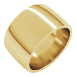 14K Yellow Gold 12 mm Lightweight Comfort-Fit Half Round Band Size 7