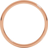 14K Rose Gold 2 mm Lightweight Comfort-Fit Half Round Band Size 5.5