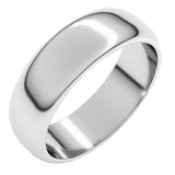 14K White Gold 6 mm Half Round Band Size 6