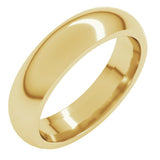 10K Yellow Gold 5 mm Comfort-Fit Half Round Band Size 7.5