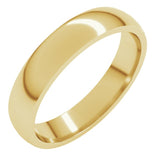 18K Yellow Gold 4 mm Lightweight Comfort-Fit Half Round Band Size 12