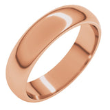 14K Rose Gold 5 mm Half Round Band Size 9