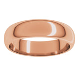 14K Rose Gold 5 mm Half Round Band Size 9