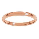 10K Rose Gold 2 mm Lightweight Comfort-Fit Half Round Band Size 6.5