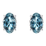 14K White Gold Natural Sky Blue Topaz Scroll Setting® Stud Earrings