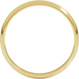 14K Yellow Gold 2.5 mm Lightweight Half Round Band Size 4
