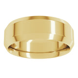 14K Yellow Gold 7 mm Beveled-Edge Comfort-Fit Flat Band Size 8