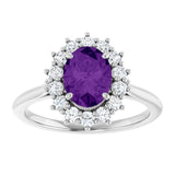 Sterling Silver Natural Amethyst & 1/3 CTW Lab-Grown Diamond Ring