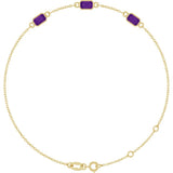 14K Yellow Gold Natural Amethyst Bezel-Set 3-Stone 7 1/2" Bracelet