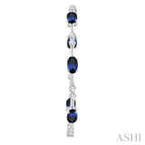 5X3 MM Oval Shape Sapphire and 7/8 Ctw Round Cut Diamond Precious Inside-Out Hoop Earrings in 14K White Gold