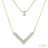 1/2 Ctw Chevron Baguette and Princess Cut Diamond Layered Necklace in 14K Yellow Gold