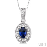 Oval Shape Gemstone & Diamond Pendant