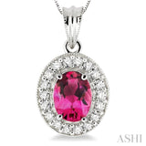 Oval Shape Gemstone & Diamond Pendant