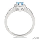 7x5 MM Pear Shape Aquamarine and 1/6 Ctw Round Cut Diamond Ring in 10K White Gold