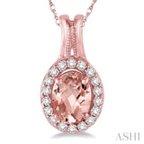 Oval Shape Gemstone & Diamond Pendant