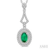 Oval Shape Gemstone & Diamond Pendant