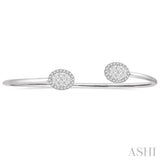 Stackable Oval Shape Lovebright Essential Diamond Open Cuff Bangle