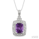 Silver Gemstone & Diamond Pendant