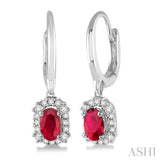 Oval Shape Gemstone & Diamond Earrings