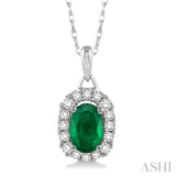 Oval Shape Gemstone & Diamond Pendant