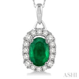 Oval Shape Gemstone & Diamond Pendant