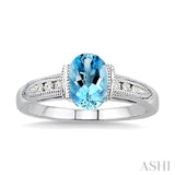 Oval Shape Gemstone & Diamond Ring