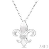 Silver Fleur De Lis Diamond Pendant