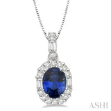 Oval Shape Gemstone & Diamond Pendant