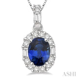 Oval Shape Gemstone & Diamond Pendant