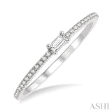 1/6 Ctw Petite Baguette Center Round Cut Diamond Stackable Ring in 14K White Gold