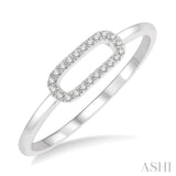 1/20 Ctw Paperclip Link Round Cut Diamond Fashion Ring in 10K White Gold