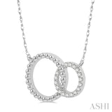 1/10 Ctw Interlocking Twin Circles Round Cut Diamond Pendant With Chain in 10K White Gold