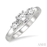 3/4 Ctw Round Cut Diamond Three-Stone Ring in 14K White Gold