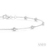 1/2 Ctw Circular Mount Round Cut Diamond Station Bracelet in 14K White Gold