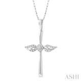 Angel Wings Cross Diamond Pendant