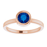 14K Rose 5.5 mm Lab-Grown Blue Sapphire Ring